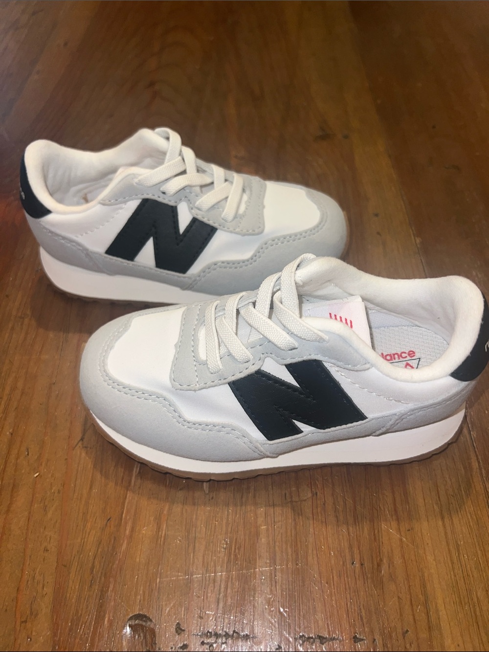 New Balance 237 Bungee Toddler Sneakers White Black Grey Sz 9
